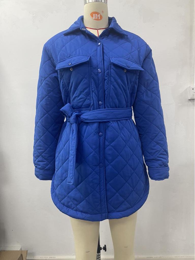 Abrigo Largo Acolchado de Algodón con Solapa para Mujer - 2023 Otoño/Invierno Chaqueta Gruesa y Cálida