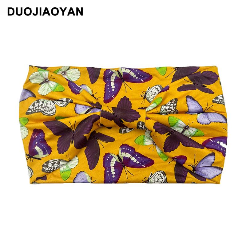 Knot Headband, Color Blocked Pattern Printed Sports Headband, Fashionable Polka Dot Wide Edge Elastic Headband