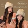 Windproof Warm Hat Solid Color Knitted Cap Winter Warm Beanies  Women