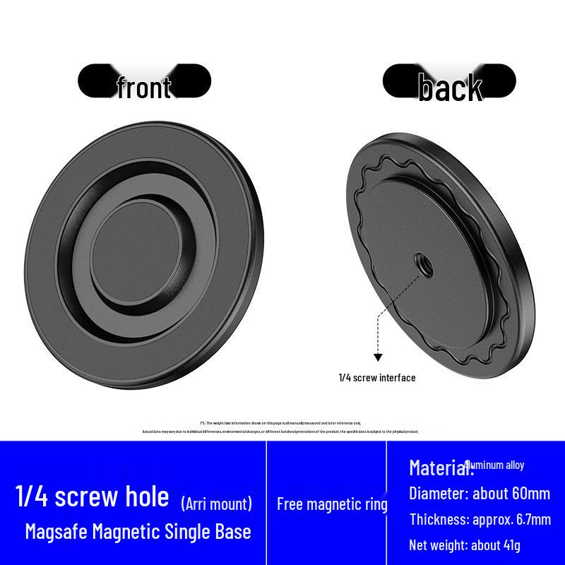 

Адаптер с винтом 1/4 с магнитной головкой MagSafe и отверстием под базу Arri, мощный магнит 17 мм Magsafe Magnetic Head