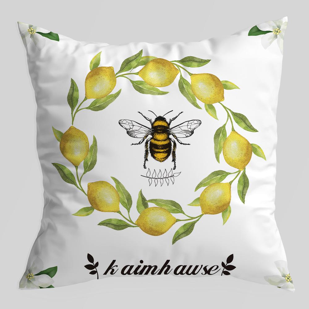 New Lemon Series Pillowcase, Plant Truck, Peach Skin Velvet Printed Pillow, Office Lumbar Cushion Cover