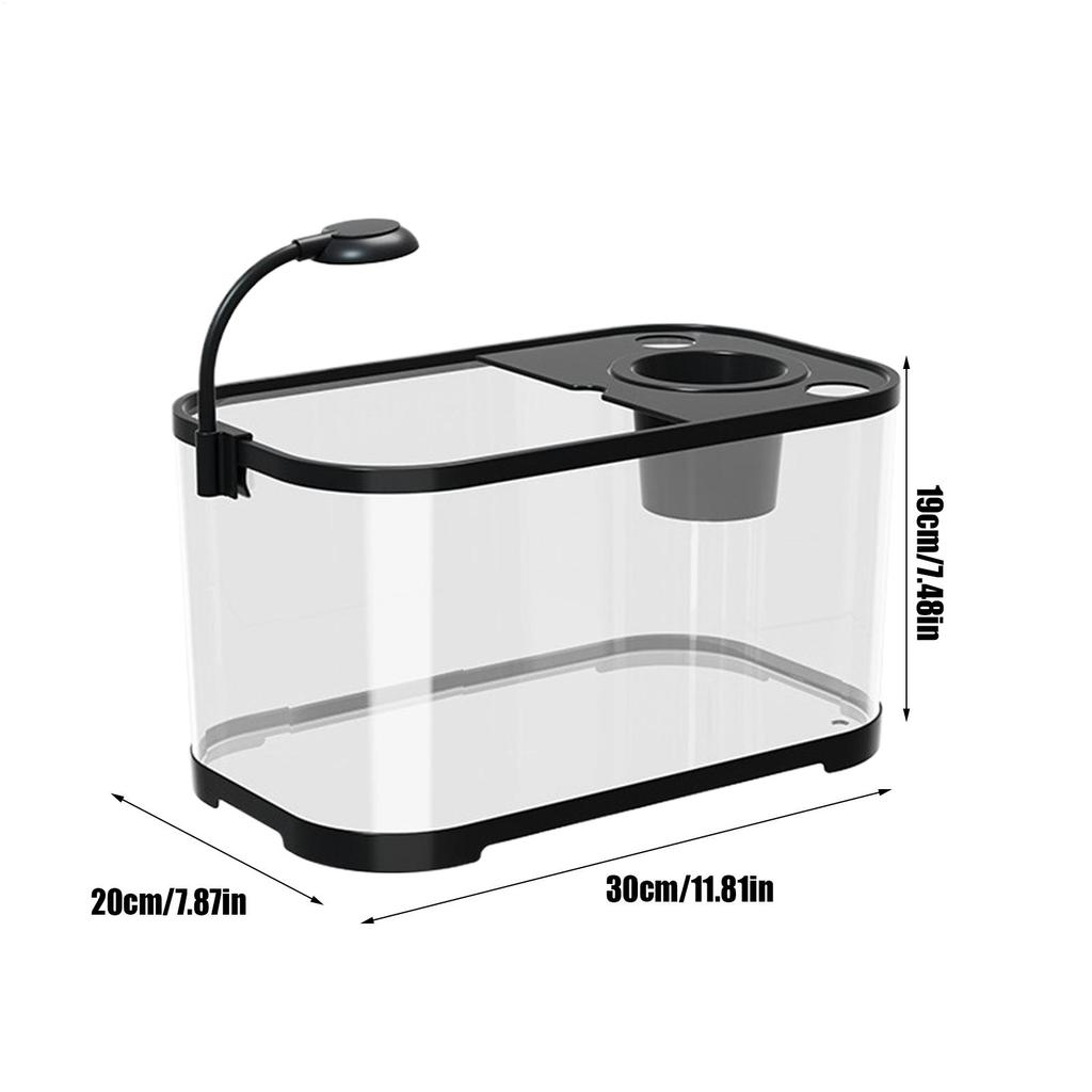 Aquarium Kit Starter Betta Fish Tank for Beginners Silent Decorative Fish Bowl for Turtle Aquatic Animals Clear Desktop Aquarium
