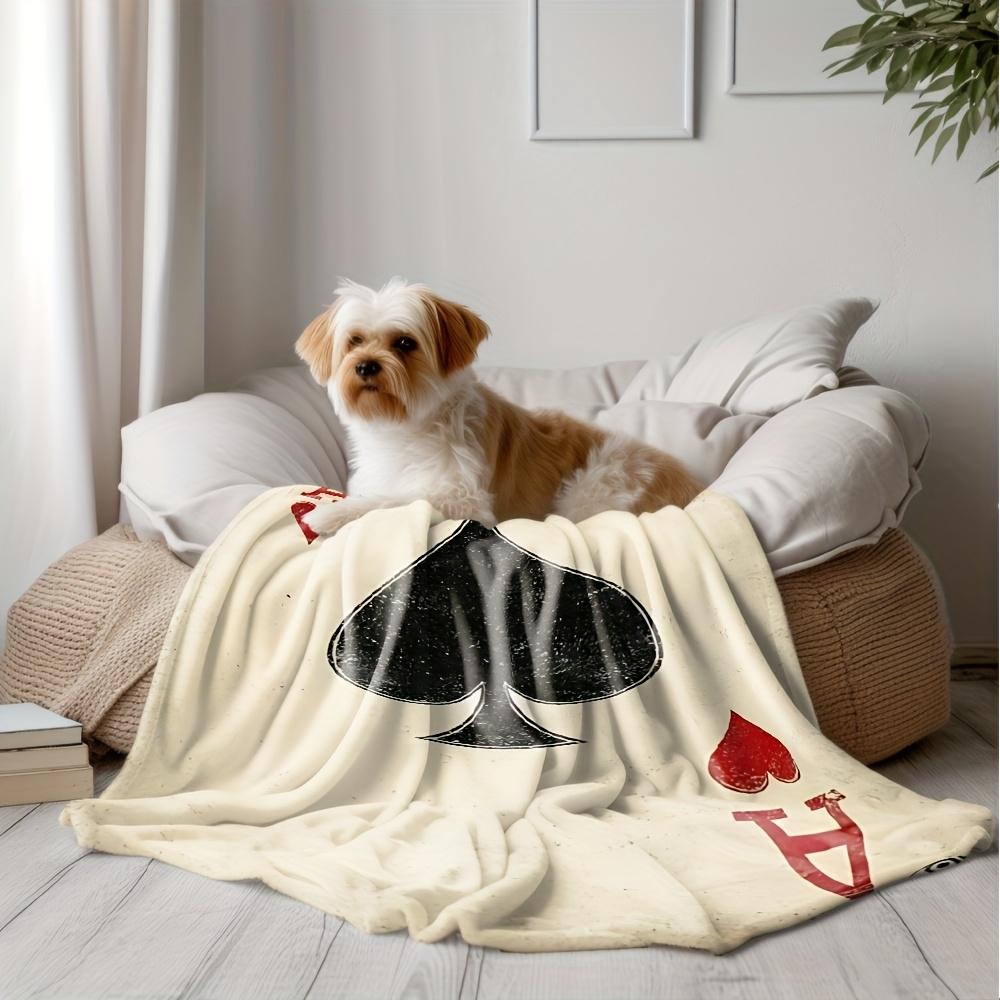 Black Jack Playing Cards Flannel Printed Blanket Suitable for All Seasons Suitable for Living Room Office Sofa and Travel