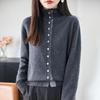 2025 Autumn/Winter Women's Soft Raccoon Fur Stand Collar Single-Breasted Sweater
