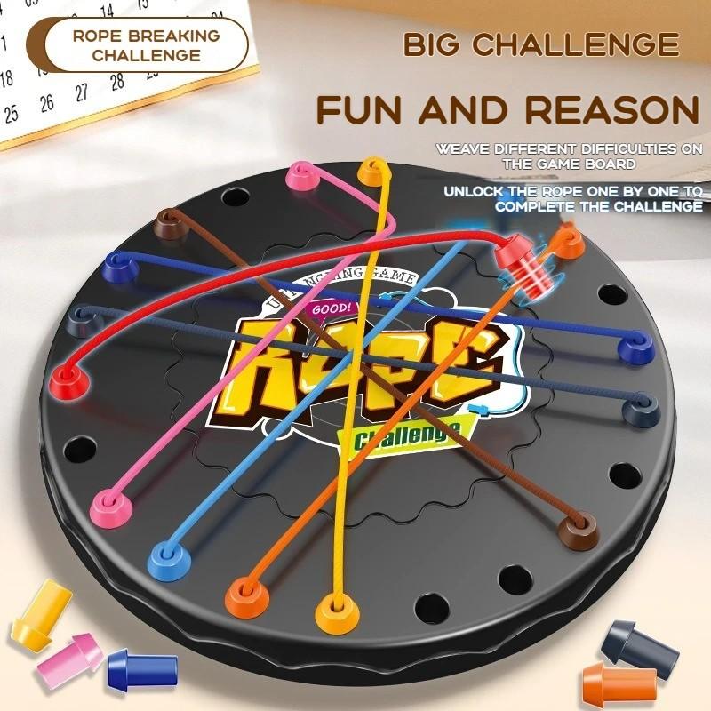 1 Set Kids Rope Untangling Game Twisted Rope Knots Challenge Board Game Logic Thinking Interactive Educational Elastic Rope Unhitching Toy