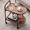 Movable Small Table Walnut Wood Nordic Corner Table with Wheels Large Capacity Cart Side Rack for Reading Book Tea Vase 60x40x66