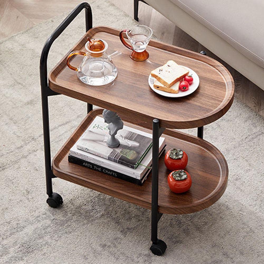 Walnut Wood Nordic Corner Table Large Capacity Movable Small Desk Wear Resist Storage Shelf for Reading Book Tea Vase