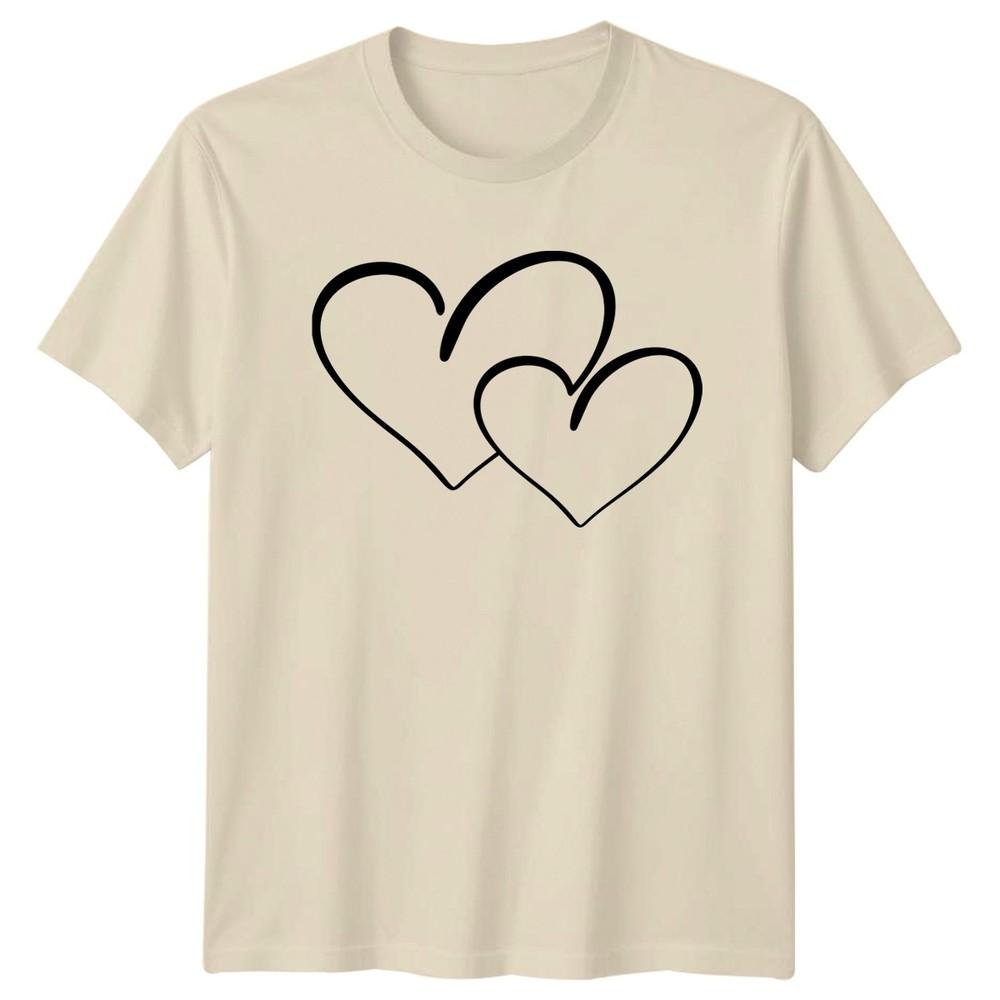 Simple Line Art Hearts Valentines TShirt Minimalist Aesthetic Love Couple