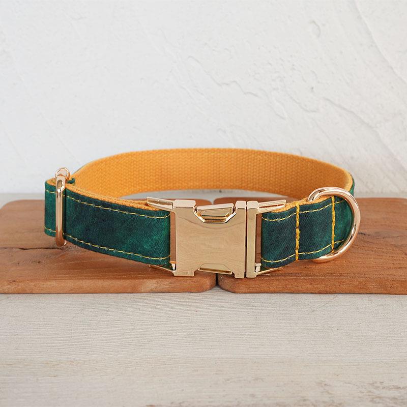 MUTTCO Green Jade Dog Collar & Leash Set with Light Gold Buckle - UDC-193J XL