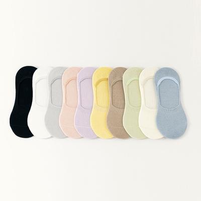 Summer Women's Mesh Breathable Anti-ball Boat Socks, Silicone Anti-slip, Solid Color, Versatile, No Heel Drop, Boneless Invisible Socks