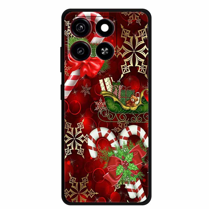 Christmas Cover For ZTE Blade A35 A55 Case Black Silicone Cases for ZTE Blade A55 Cartoon Santa Claus Christmas Tree Back Cover