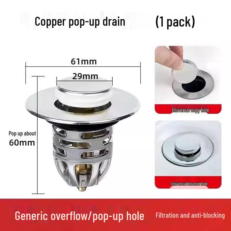 Push-Type Sink Plug with Deodorizing Bounce Core - Wash Basin Drainer & Stopper Accessories