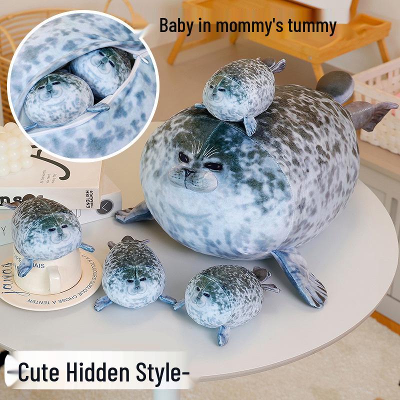 Osaka Marine Animal Seal Hug Pillow - Soft Cotton Mother and Baby Seal Doll