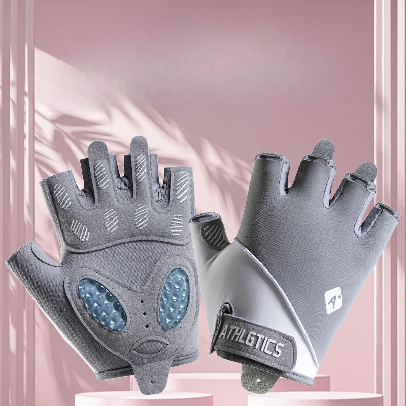 Fitness Gloves Men's Half Finger Breathable Ice Silk Anti  Slip Wear Resistant Liquid Silicone Women's Outdoor Cycling Sports Horizontal Bar Training