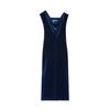 European, American autumn and winter new women's clothing temperament waist foreign asymmetrical velvet dress women
