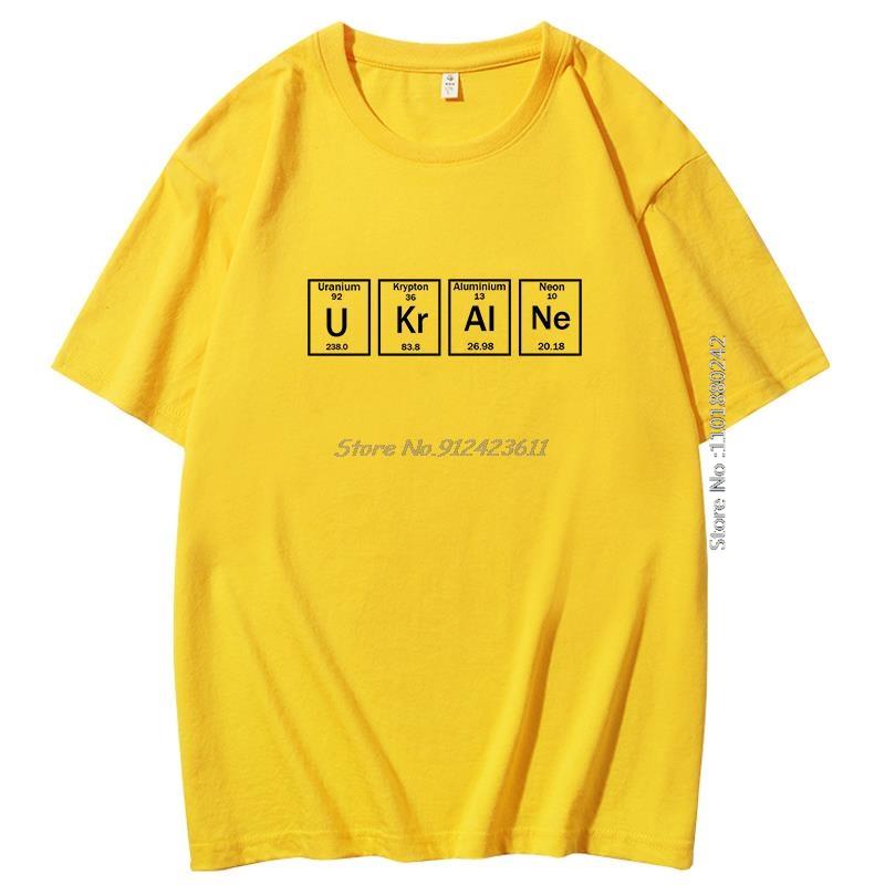 Elements Periodic Table Ukraine Letter Print Funny Graphic T Shirts Summer Harajuku Cotton Short Sleeve Tshirt Mens Clothing