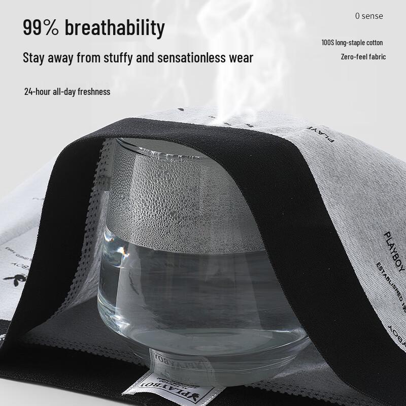 PLAYBOY Men's Cotton Antibacterial Boxer Briefs