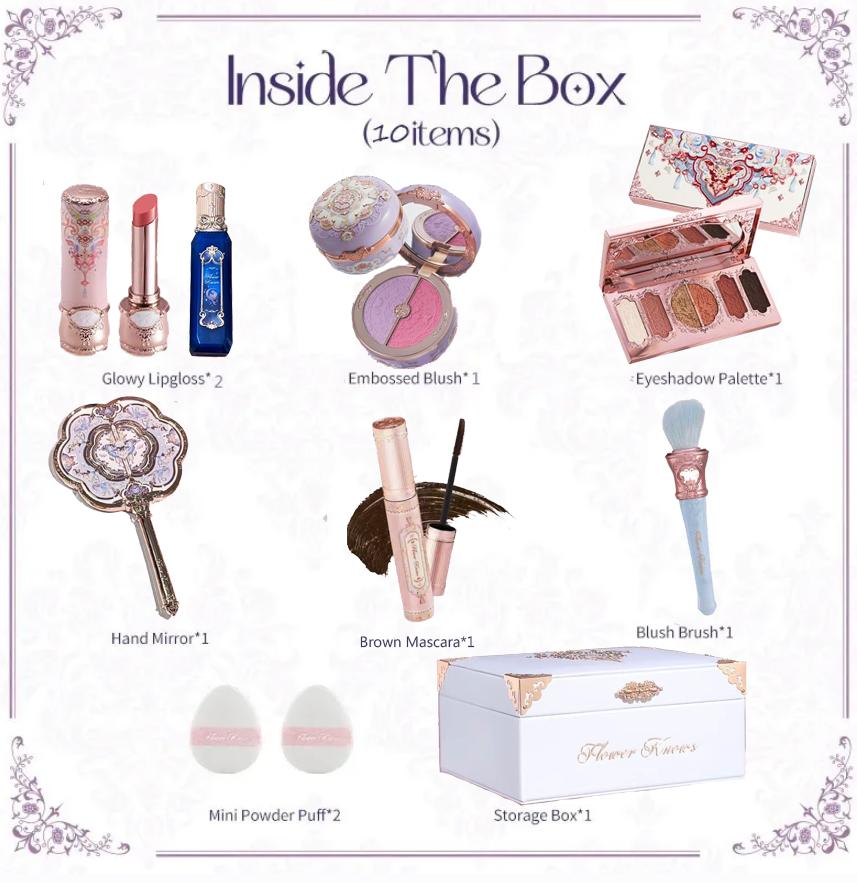 Flower Know Fresas Rococó Set de Regalo Todo en Uno Kit de Maquillaje Completo Profesional Espejo de Jardín Polvos Rubor Crema Labial Flowerknows