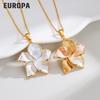 18K Gold Flower Necklace: Women's Stainless Steel Layered Sweater Chain for Autumn/Winter Fashion.