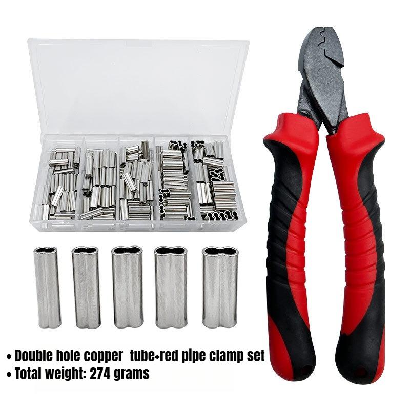 Fishing Crimping Pliers with Single/Double Copper Crimp Sleeves Fishing Line Pipe Crimp Connector Tackle Tools for Pesca Accessories