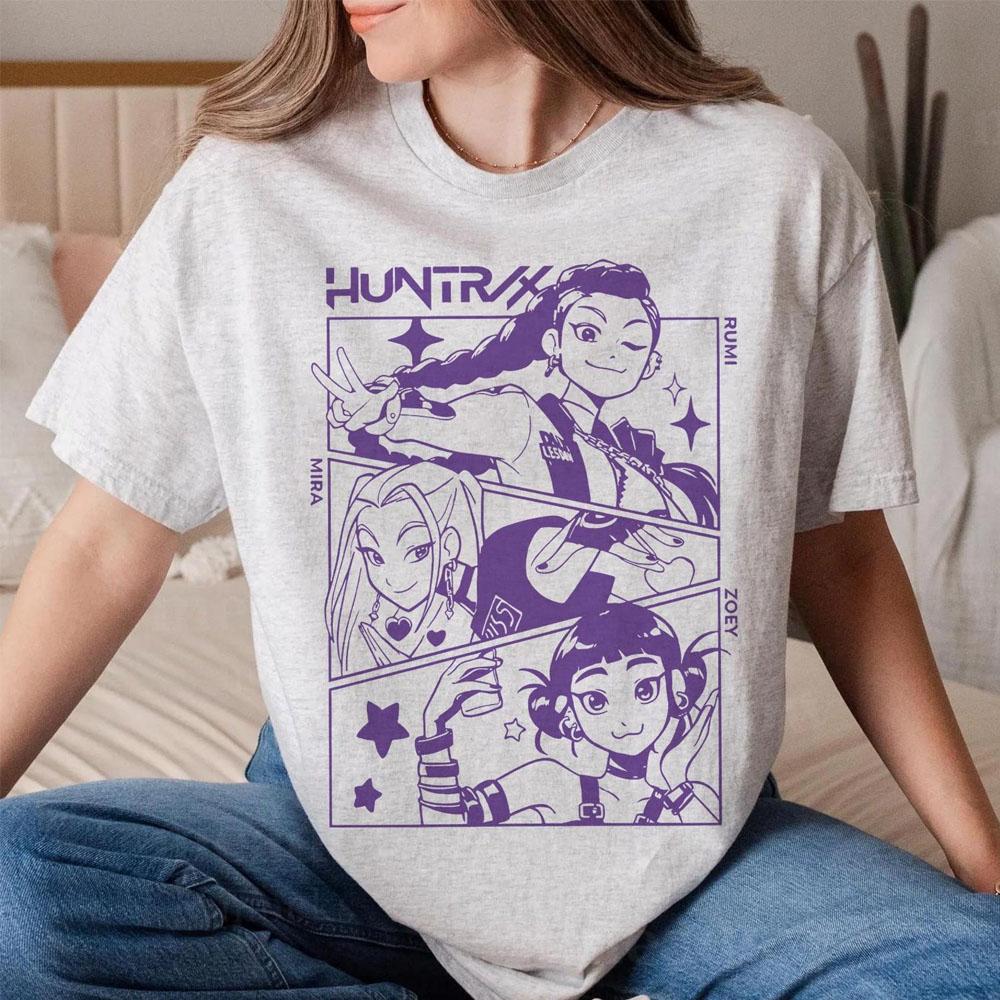 HUNTRIX K-Pop Dämonenjäger Anime T-Shirt Harajuku O-Ausschnitt Freizeitshirt Geschenk für Fans