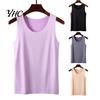 Seamless Bottoming Vest Women Ice Silk Sleeveless Pure Color Plus Size Stretchy Quick Dry Top Round Neck Cooling Camisole Summer Dating Office