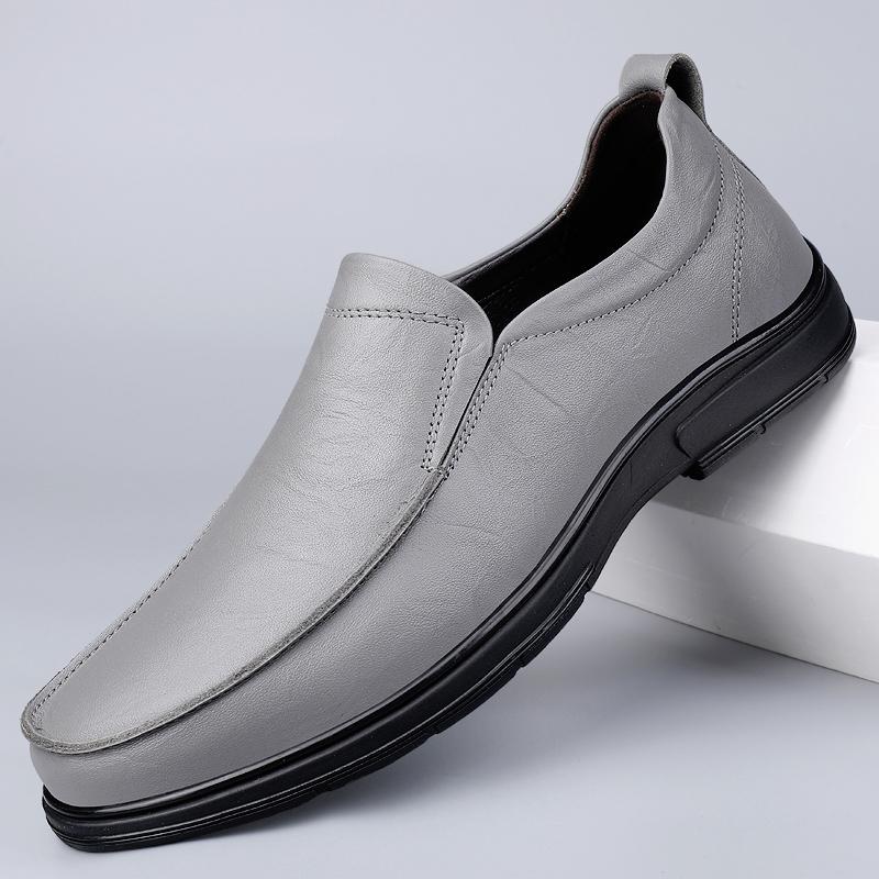 

New Autumn and Winter Top Layer Cowhide Comfortable Interior and Suede Interior Casual Man Leather Shoes 46 сірий
