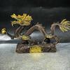 Gilt copper Feng Shui ornament, symbolizing dragon soaring across the seas, suitable for living room and office decor