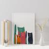 Nordic Spring Cute Cats Poster Hand Drawn Wall Art Canvas Painting Colorful Minimalist Picture For Living Room Home Decoration