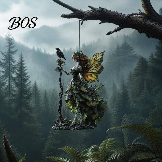 Exquisite Room Ornaments Stained Glass Style Skeleton Fairy Window Hanging Suncatcher, Acrylic Decorative Ornament with Butterfly Wings Elegant Party