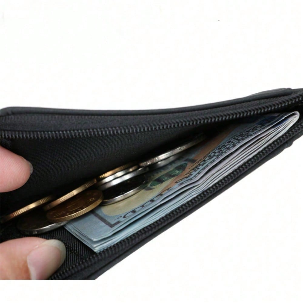 New Retro Zipper Change Card Bag, Simple RFID Anti-Theft Swipe Bank Card Work ID Card Holder