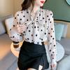 Women's 2024 Polka Dot Bow Chiffon Top - Chic Western Style