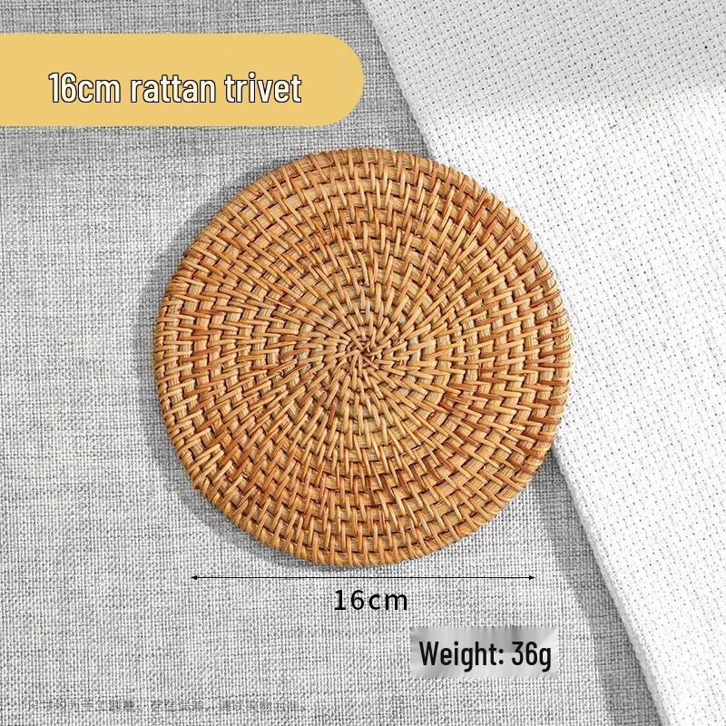 Rattan Heat-Resistant Trivet & Coaster Set: Anti-Scald Pot, Bowl, Plate, and Teapot Mats for Dining Tables