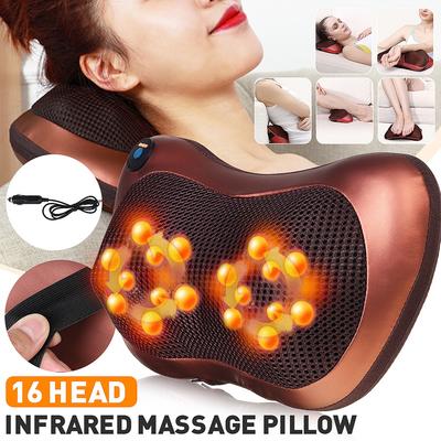 DC 12V Electric Massage Pillow Electric Shoulder Back Heating Kneading Infrared Therapy Pillow Shiatsu