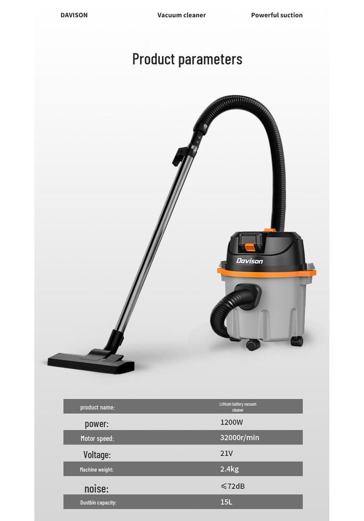 High-Power Industrial Vacuum Cleaner: Strong Suction for Home, Commercial, Car, and Renovation Use; Efficient Dust and Water Removal.
