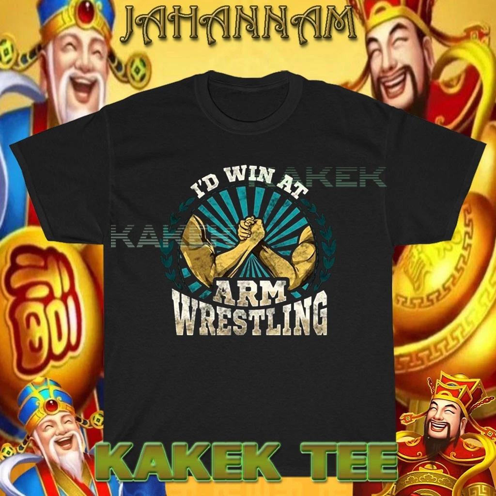 

New Shirt Arm Wrestling Mascot Logo American T shirt Funny Size S to 5XL 4XL