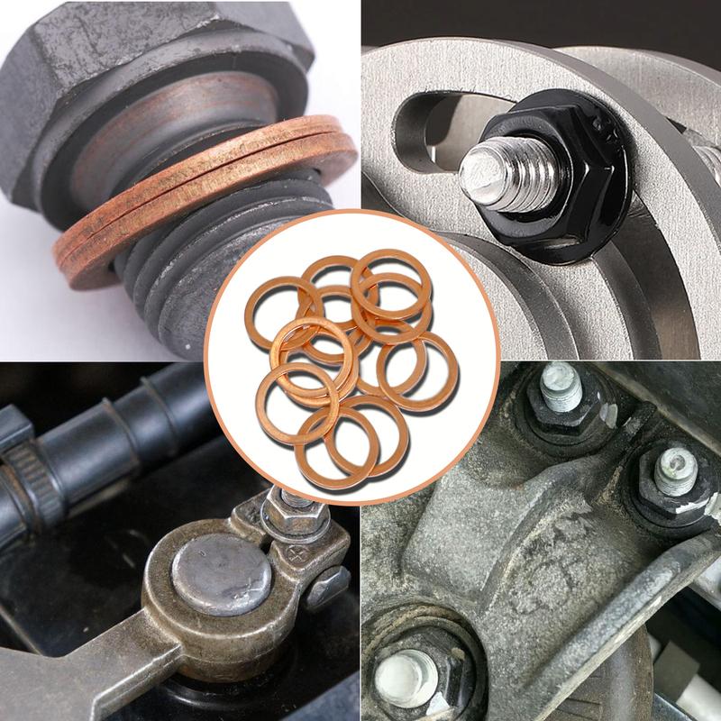 Copper Gasket Boxed Multistandard O Shaped Copper Gasket Combination Oil Plugging and Sealing Ring Combination 1 Box 200pcs