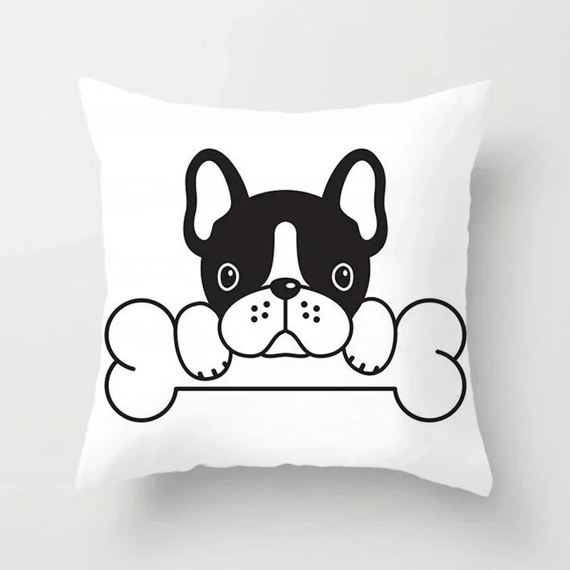 French Bulldog Cushion Cover Sofa Dogs Pillow Cover for Home Decoration Sofa Chair Cars Decorative Pillows Pillowcase X