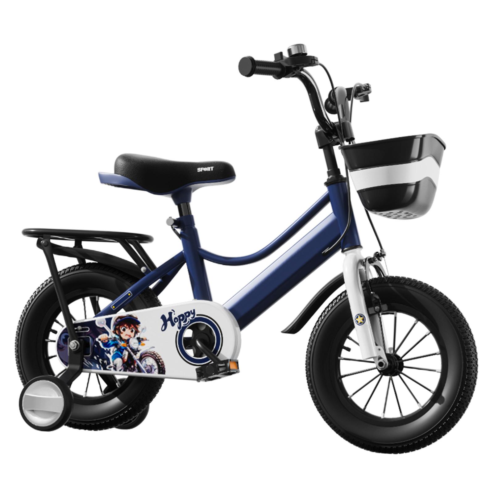 Kinderfiets Kinderen Fiets Hoge Koolstofstaal Frame Verdikte Antislip Banden Soepele Lagers Blauw 16 Inch Height: 95–110 cm blauw