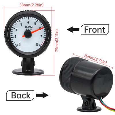 AD 52mm Tachometer Tacometro 12V Car LED Tacho Gauge Tachometer 0-8000 RPM Meter White Black for 1-8 Cylinder Gasoline Engine