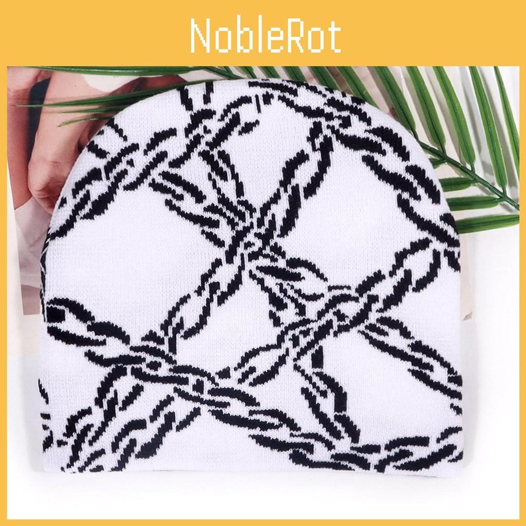 Street Style Acrylic Knit Hat For Men And Women With Letter Embellishments Chain