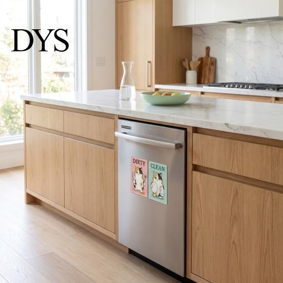 Heavy Duty Magnetic Sign Clean Dirty Dishwasher Magnet, Acrylic Cartoon Animal Sign, Reusable Magnet Double-Sided & for Kitchen Decoration