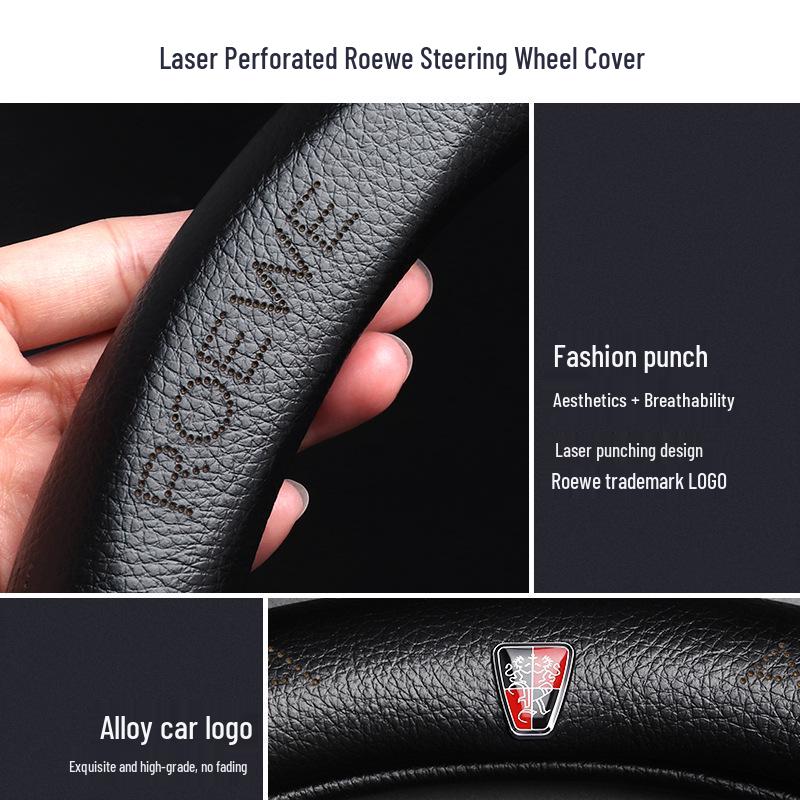 Genuine Leather Steering Wheel Cover for Roewe RX5, RX3, RX8, I5, I6, 350, 550, 360, E5, E6 - Sport Edition