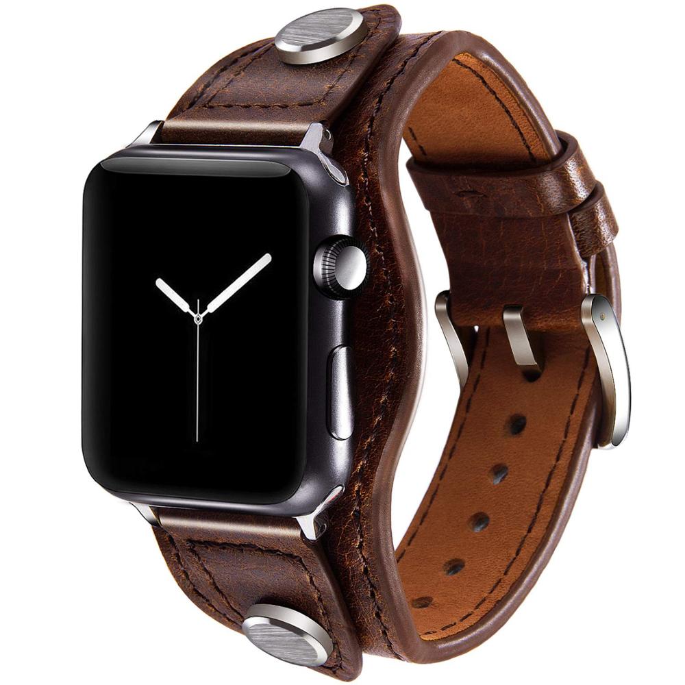Cinturino in Vera Pelle Per Apple watch serie 8 7 6 se 5 4 ultra Braccialetto a polsino cinturino Apple watch band 45mm 41mm 40mm 42mm 44mm