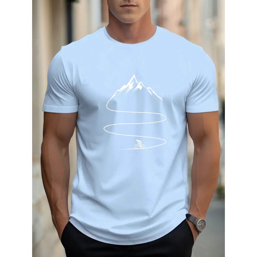 Fashionable Bicycle Hiking Pattern Printed Casual Top