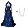 New women's long medieval dress retro hooded long-sleeved long dress stage performance clothes