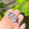 CMM Jewelry Micro Inlay Cubic Zirconia Open Cuff Adjustable Butterfly Rings for Women