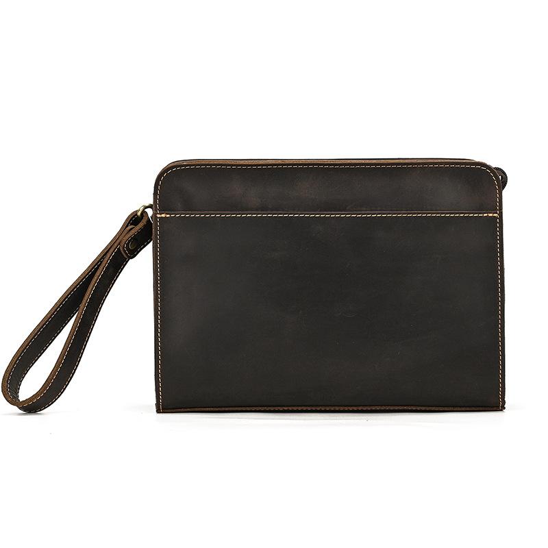 Handbag Business Wallet With Handbelt Large Capacity Men'S Handbag Crazy Horse Leather Retro Handbag First Layer Cowhide