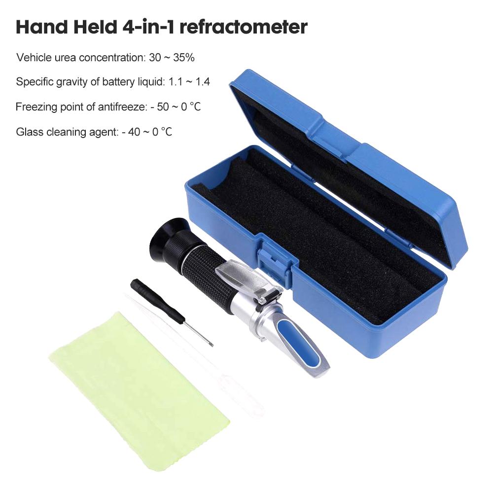 4 In 1 Car Battery Automobile Refractometer Handheld Engine Fluid Glycol Antifreeze Freezing Point Tester