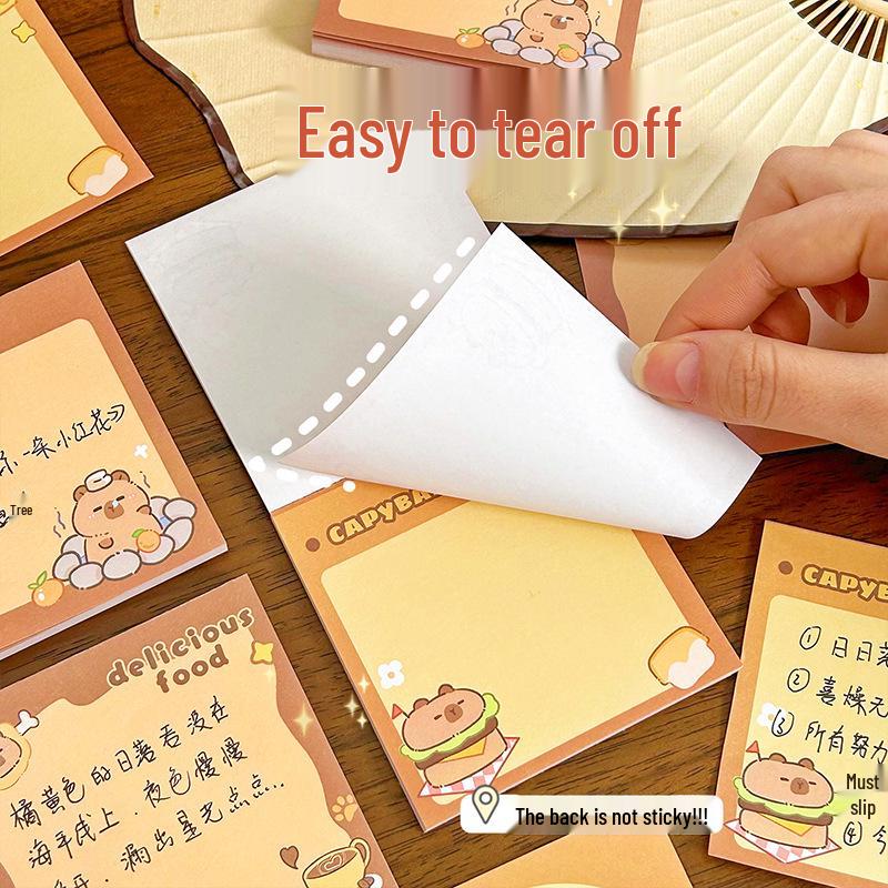 Guinea Pig Cartoon Tearable Sticky Notes - Cute, Non-Adhesive, Square Notebook for Students
